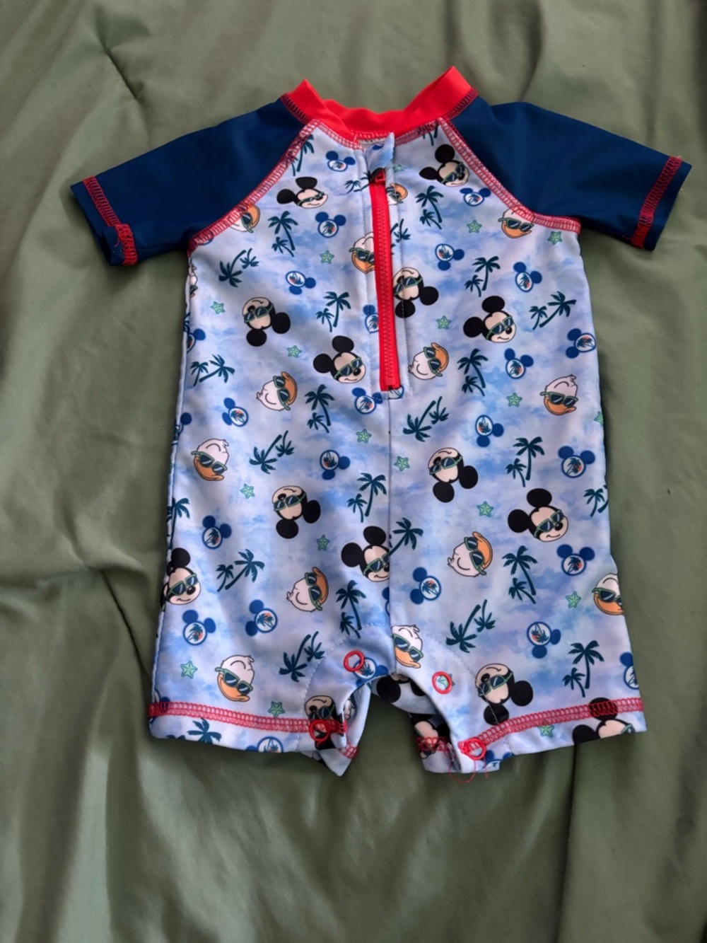 Disney Blue and Navy Mickey Mouse Short Sleeve One-Piece Swimsuit